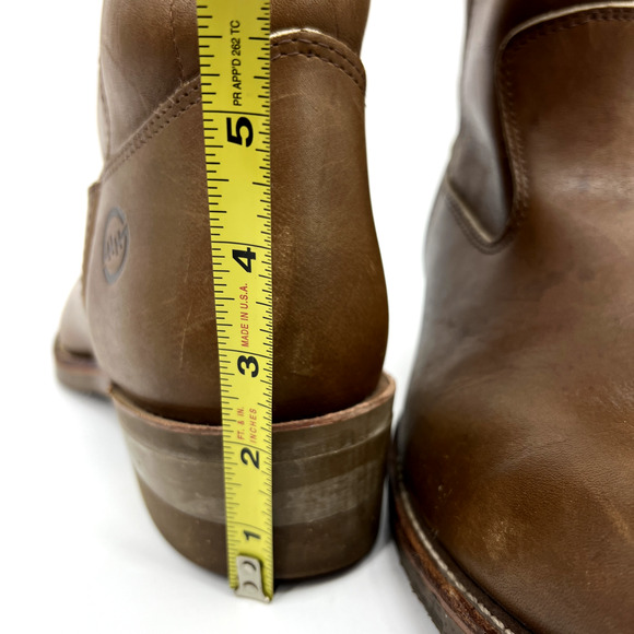 Double HH Ranch Wellington Men's Size 12 Brown Leather Boots Made in USA - Picture 9 of 10